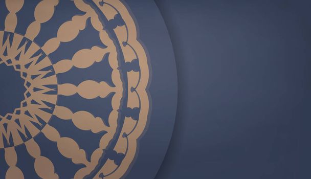 Hintergrund in blau mit braunem Mandala-Muster und Platz unter Ihrem Logo - Vektor, Bild