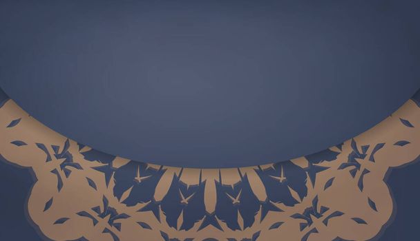 Hintergrund in blau mit braunem Mandala-Ornament und einem Platz für Ihr Logo - Vektor, Bild