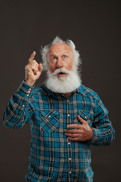 old man with a long beard with big smile - Zdjęcie, obraz