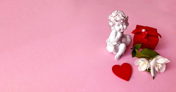 С Днем Святого Валентина! Открытка, онлайн баннер, поздравительные открытки, Плоская лежала на день святого Валентина - Фото, изображение