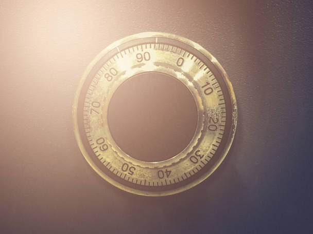 Close up of mechanism old safe security code background - Photo, Image