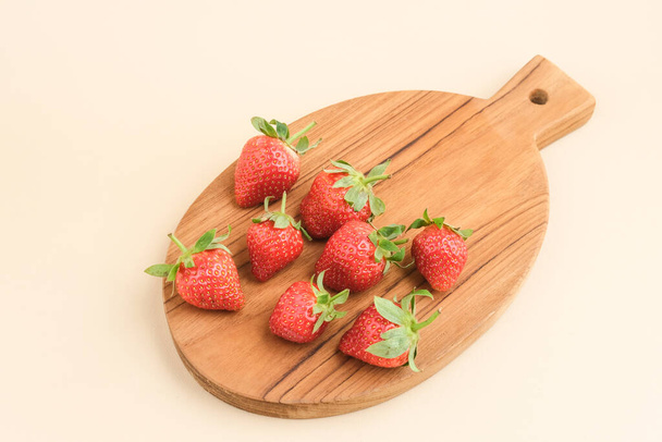 Strawberry, Fresh juicy strawberries with leaves. Close up and selective focus. - 写真・画像