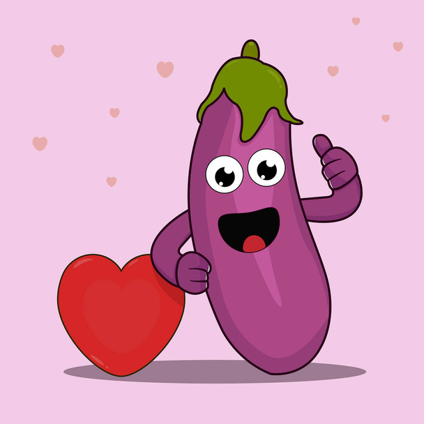 Sağlıklı patlıcan, bu animasyon temalı patlıcan kalp sağlığı için iyidir. Patlıcandan ve diğerlerinden yapılan sağlıklı gıdaların ticari tanıtımı için çok uygundur.. - Vektör, Görsel