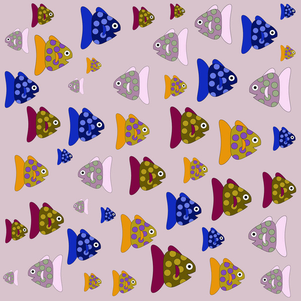 Cute fish. Kids background.  Can be used in textile industry, paper, background, scrapbooking. - Foto, Imagem