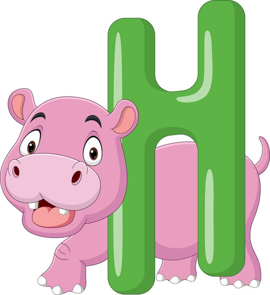 Ilustracja wektorowa litery H alfabetu dla hipopotama - Wektor, obraz