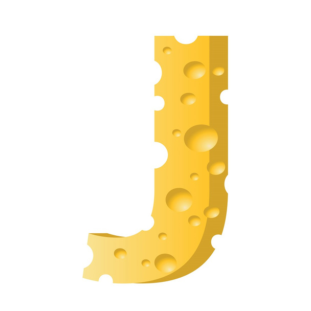 cheese letter J - Vector, Image