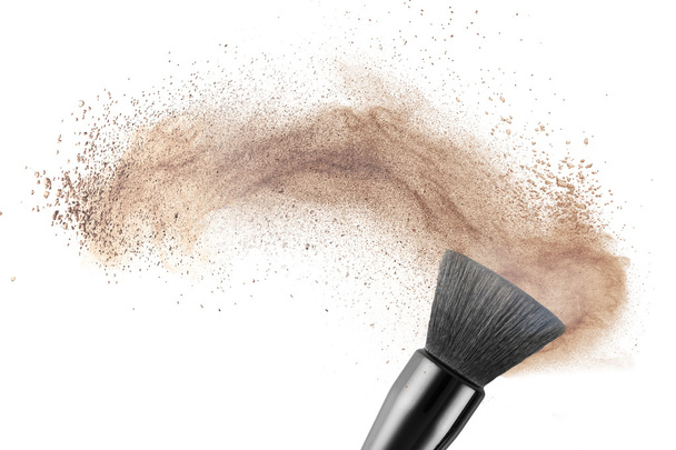 makeup brush with powder foundation isolated - Photo, Image