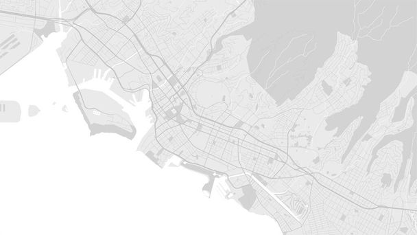 Wit en lichtgrijs Honolulu City area vector achtergrond kaart, straten en water cartografie illustratie. Breedbeeldverhouding, digitale plattegrond. - Vector, afbeelding