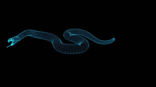 3d illustration - Snake in Hologram Wireframe Style - Фото, изображение