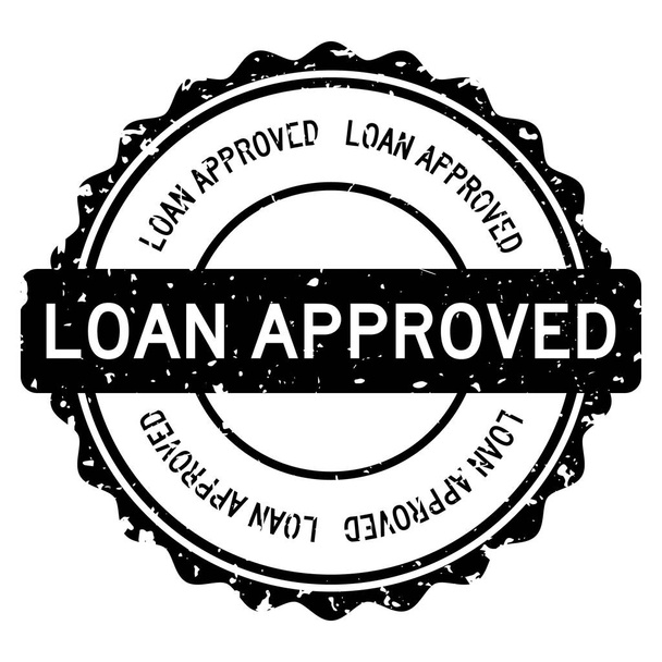 Grunge preto empréstimo aprovado palavra redonda selo de borracha no fundo branco - Vetor, Imagem