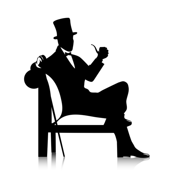 Gentleman's silhouette with a tube - Vettoriali, immagini