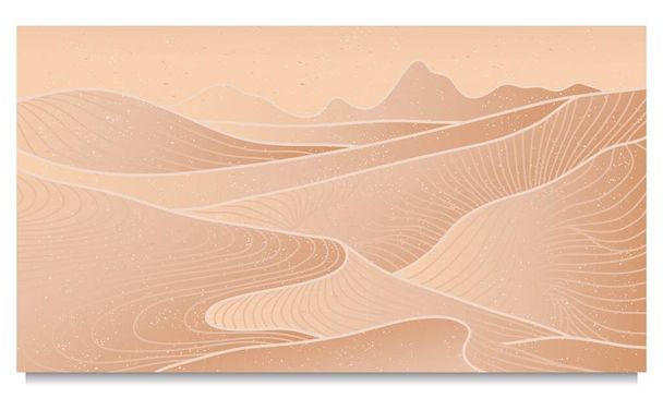 Impresión artística de línea de montaña. Fondos estéticos contemporáneos abstractos paisajes. con montaña, desierto, mar, horizonte, ola. ilustraciones vectoriales - Vector, imagen
