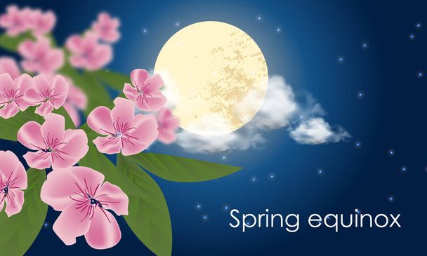 İlkbahar ekinoksu 20 Mart 'ta düşüyor. Kuzey yarımkürede, gün geceden daha uzun olur. Nowruz 'a İran Yeni Yılı tarihi denir.. - Vektör, Görsel
