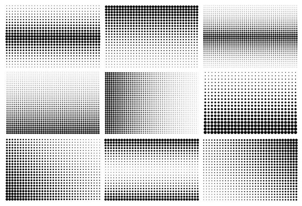 Félhang design elemek fekete pontok elszigetelt fehér háttér. Képregény pontozott minta.Vektor illusztráció. - Vektor, kép