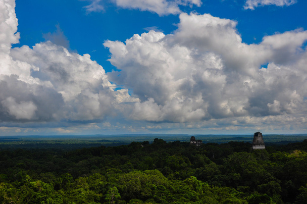 Tikal ερείπια πάνω από το δάσος, Γουατεμάλα - Φωτογραφία, εικόνα