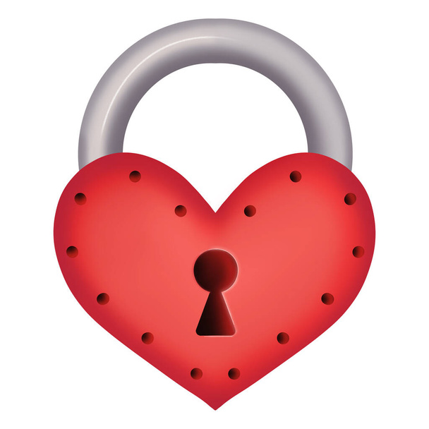 Red heart-shaped lock. Design for Valentines Day - Photo, Image
