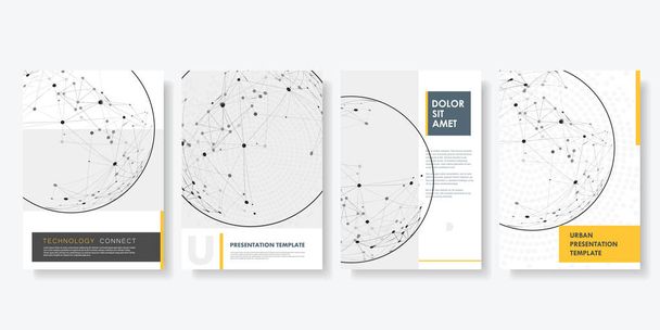 Brochure cover with connected dots and lines. Minimal modern polygonal design background. Future geometry page design. Abstract technology template - Вектор,изображение