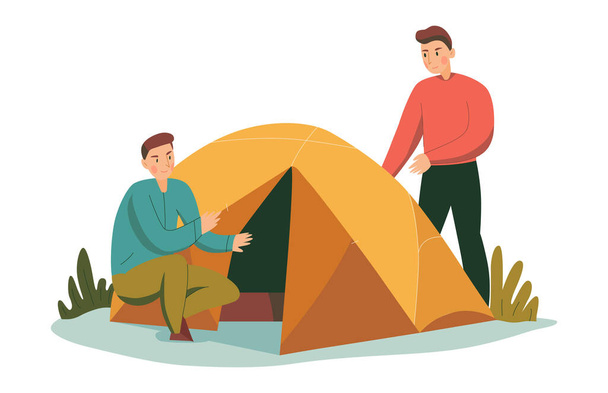 Pitching Camp Tent Composition - Vector, Image