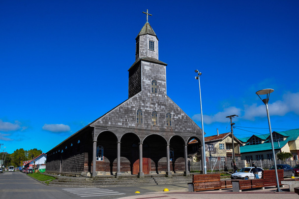 nádherné barevné a dřevěné kostely, ostrov chiloe chile - Fotografie, Obrázek