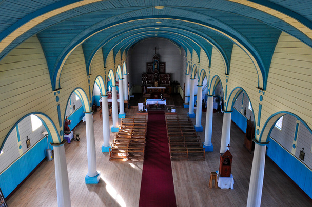 Lindas igrejas coloridas e de madeira, Chiloe Island, Chile
 - Foto, Imagem