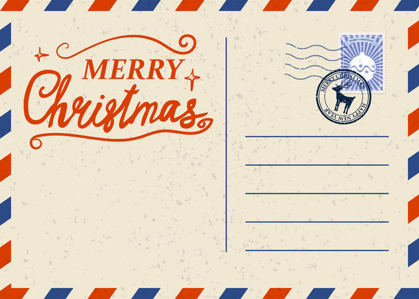 Joulua ja onnellista uutta vuotta tervehdys loma postikortti malli, vanha joulu vuosikerta tausta. Vektori kuva kutsukortti retro - Vektori, kuva