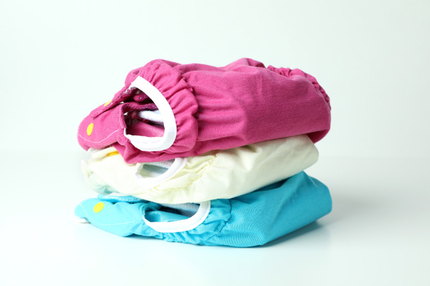 Reusable diapers on white background, close up - Photo, Image