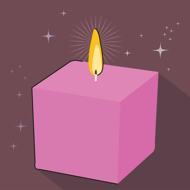 pink squared candle illustration - Διάνυσμα, εικόνα