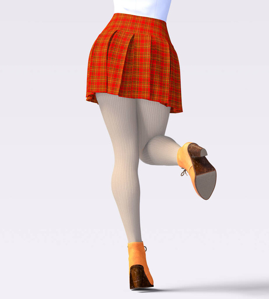 Beautiful female legs woolen leggings and half-beads. Sexy slim female legs boots. Autumn-Spring Collection. Seductive pose. Conceptual fashion art. 3D render illustration - Fotoğraf, Görsel