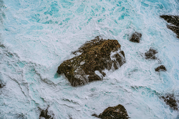 Ocean, background. Blue ocean with foam and wave, natural backgr - Fotografie, Obrázek