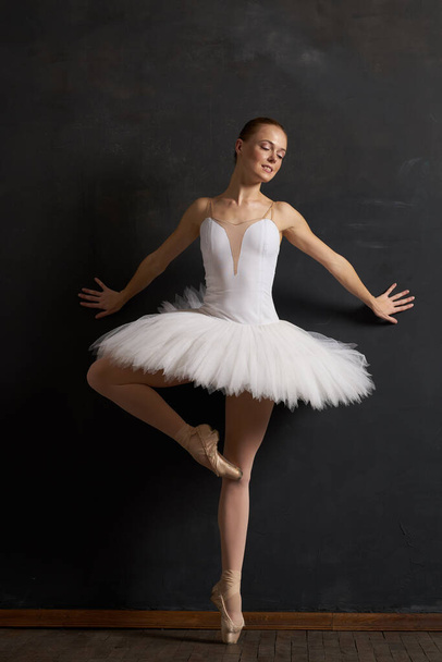 ballerina dance classic performance the dark background - Φωτογραφία, εικόνα