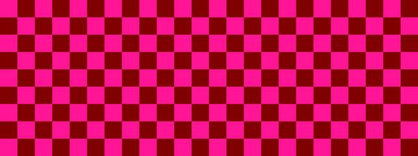 Checkerboard banner. Maroon and Deep pink colors of checkerboard. Small squares, small cells. Chessboard, checkerboard texture. Squares pattern. Background. Repeatable texture. - Photo, Image