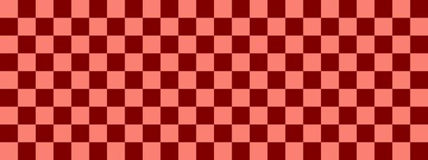 Checkerboard banner. Maroon and Salmon colors of checkerboard. Small squares, small cells. Chessboard, checkerboard texture. Squares pattern. Background. Repeatable texture. - Photo, Image