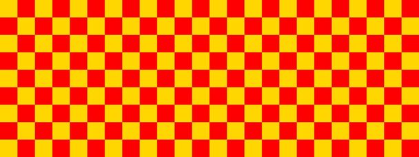 Checkerboard banner. Red and Gold colors of checkerboard. Small squares, small cells. Chessboard, checkerboard texture. Squares pattern. Background. Repeatable texture. - Photo, Image