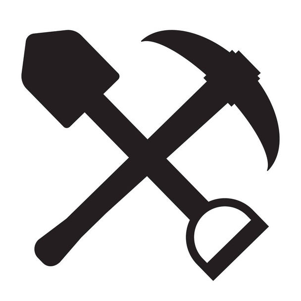 Miner Pickaxe Shovel on white background. shovel and pickaxe sign. flat style.  - Vector, Image