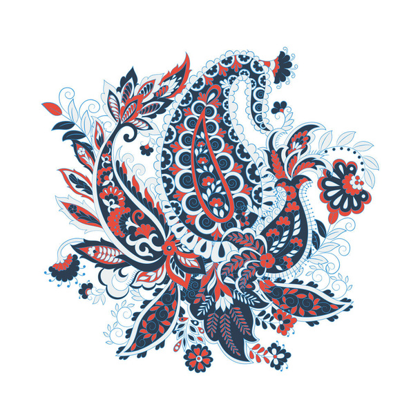 Izolovaný ozdoba Paisley v indiánském stylu. Květinová vektorová ilustrace - Vektor, obrázek