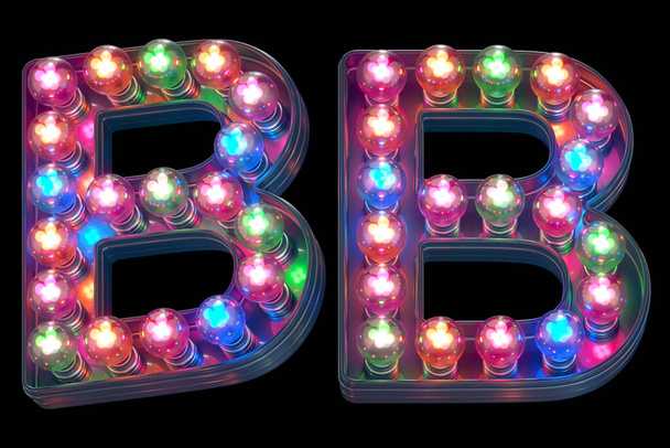 lettres bb de lampes colorées sur fond noir - Photo, image