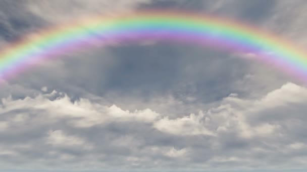 Kleur regenboog hemel wolk Zonnige dag Prachtig uitzicht op de natuur Zomer regen - Video