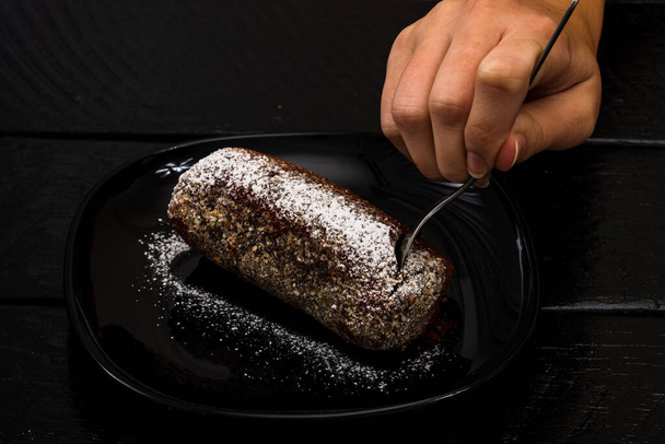Chocolate mousse dessert. Chocolate cake - Photo, Image