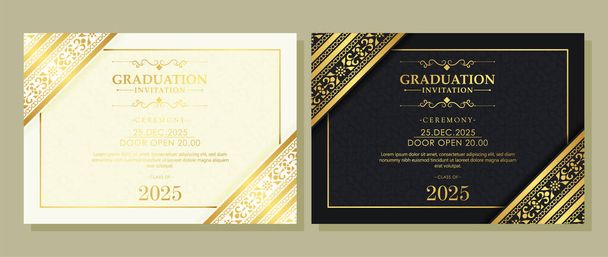 Modelo de convite de graduação elegante com ornamento - Vetor, Imagem