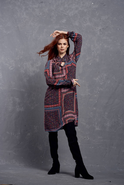 woman in coat posing fashion clothing full length - Zdjęcie, obraz