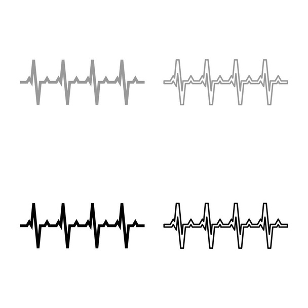 Pulssikaavio Sydämen syke Sydämen rytmi graafinen ecg Ekokardiogrammi asettaa kuvake harmaa musta väri vektori kuva yksinkertainen tasainen tyyli kiinteä täyttää ääriviivat ääriviivat ohut - Vektori, kuva