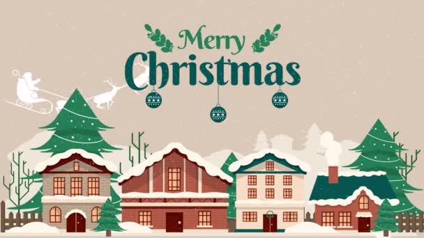 クリスマスの休日挨拶メリークリスマス雪と雪のフレークで素晴らしいクリスマスレッドの背景。メリークリスマスと幸せな新年。クリスマスの願い｜クリスマスツリーと雪の結晶が落ちるメリークリスマスのコンセプトアニメーション. - 映像、動画