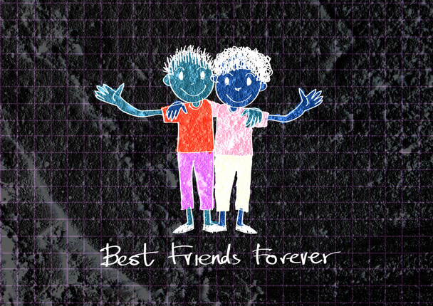 Happy Friendship Day and Best Friends Forever on wall texture ba - Photo, Image