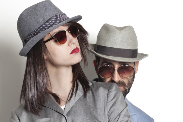 Gangster couple wearing sunglasses - Фото, изображение