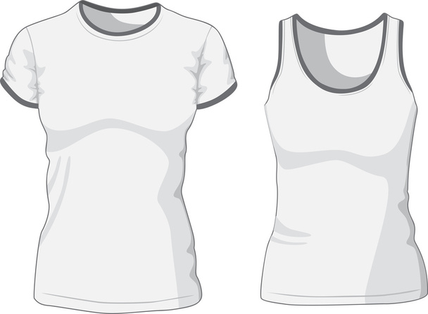 Blank Womens t-shirt and singlet. Vector - ベクター画像
