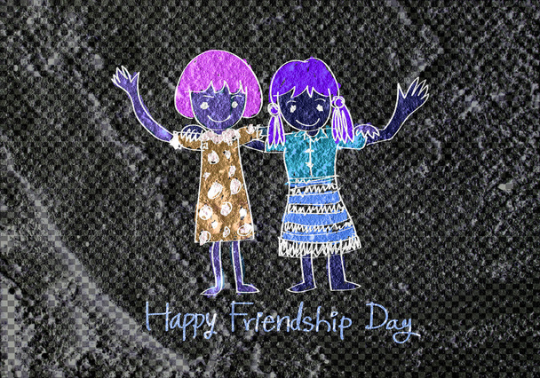 Happy Friendship Day and Best Friends Forever on wall texture ba - Photo, Image