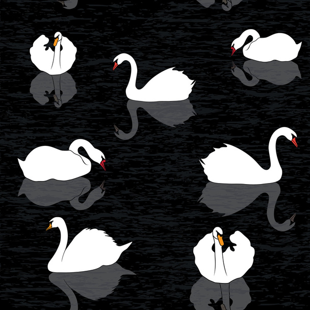 Oiseau fond d'eau, les cygnes et le lac motif sans couture
, - Vecteur, image