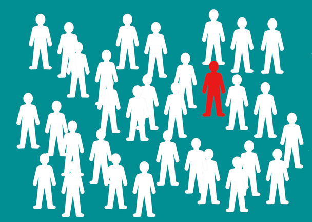 Group of people, one person is standing out, concept leadership, illustration - Fotoğraf, Görsel
