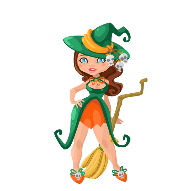 Halloween witch girl - Vector, afbeelding