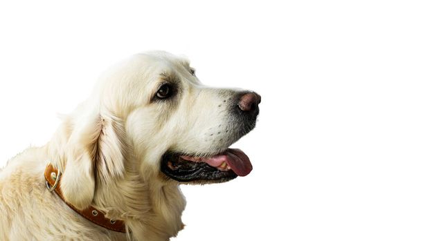  golden retriever isolated on white background looking at copyspace - Foto, afbeelding